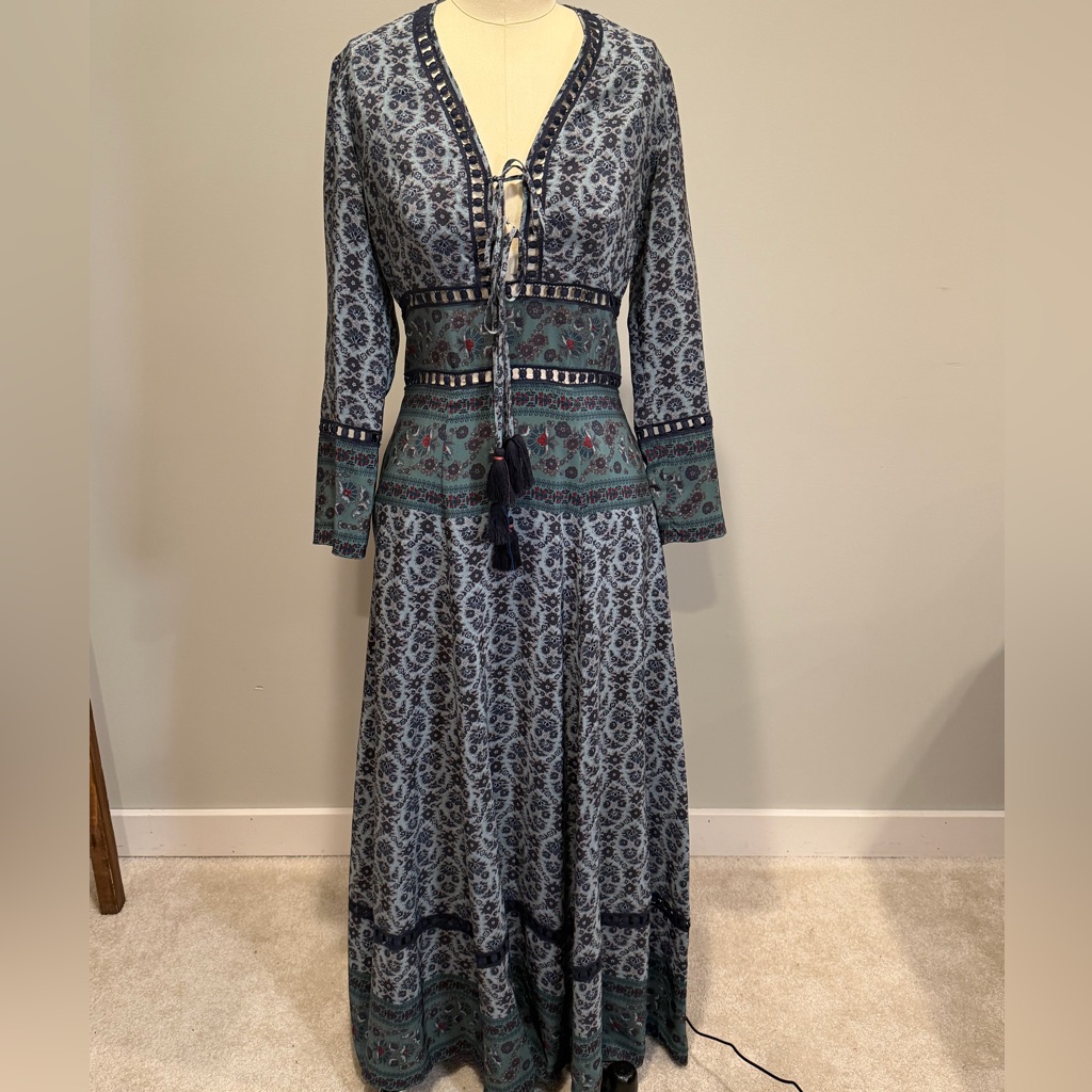 Sea New York Blue And Green Long Sleeve Dress